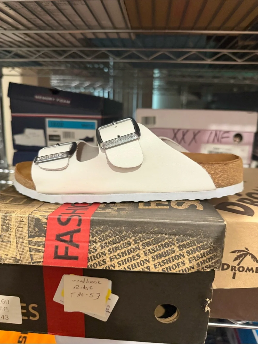 Comfortfusse women’s Bali Double strap Slide Sandals White Leather Size 6 M US